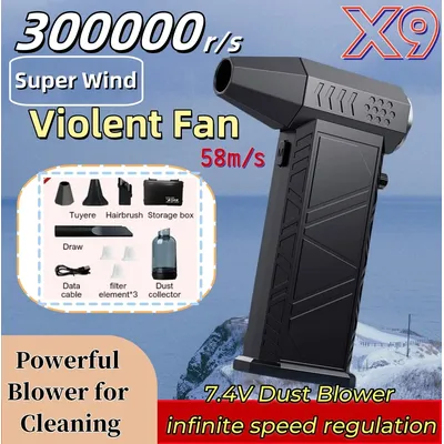 300000 RPM 8000mAh Pocket Dust Blower Mini Turbo Jet Fan Rechargeable 58m/s Turbo Violent Fan