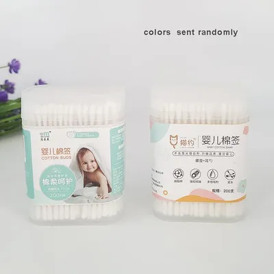 200pcs Multifunctional Cleaning Stick Baby Cotton Swabs Double-ended Sterile Cotton Swabs Spiral
