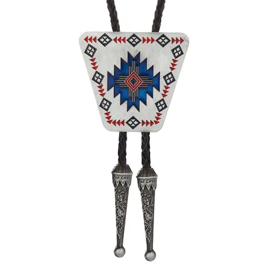 Western cowboy bolo tie shield snowflake snowflake oil zinc alloy leather collar rope