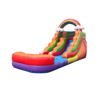 Pogo Bounce House 21' x 9' x 12' Inflatable Water Slide with Water Pool for Kids - Rainbow Cloud