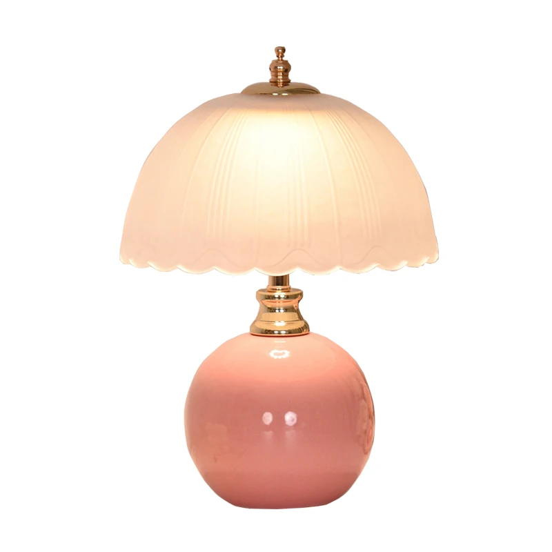 Lampe de table en verre céramique en forme de champignon, lampe de chevet pour chambre à coucher, lampe de lecture de bureau, petite lampe de lecture, lumière d'ambiance pour chambre d'enfant