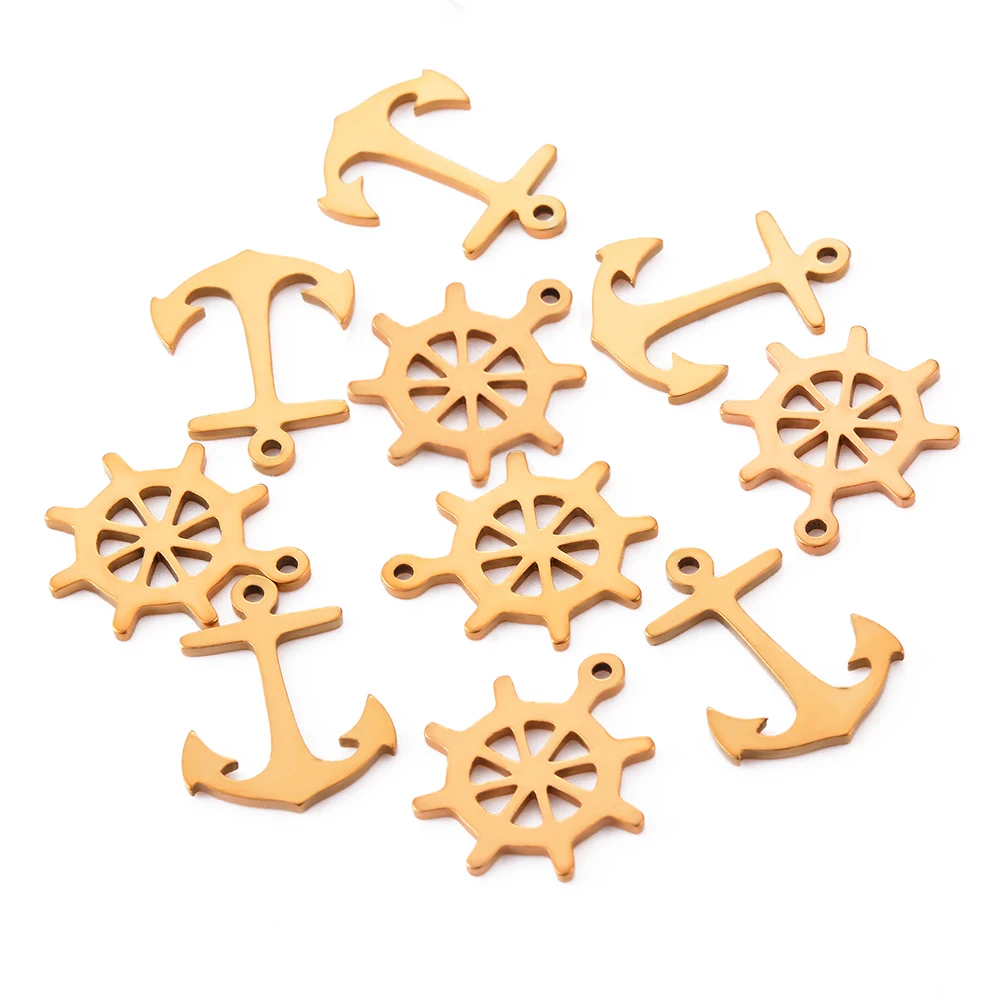 Commercio all'ingrosso 20 pz/lotto in acciaio inox Hollow timone Charms ancoraggio ciondolo collana risultati accessori per la creazione di gioielli fai da te