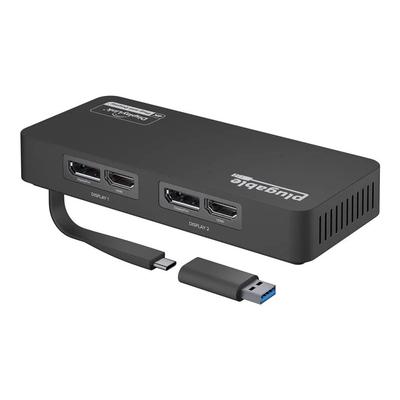 Plugable USB 3.0 and USB-C 4K DisplayPort and HDMI Dual Monitor Adapter