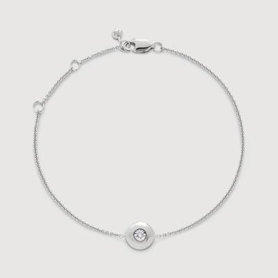 Sterling Silver April Birthstone Chain Bracelet Lab Grown Diamond