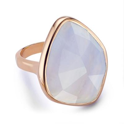 Rose Gold Siren Nugget Cocktail Ring Blue Lace Agate