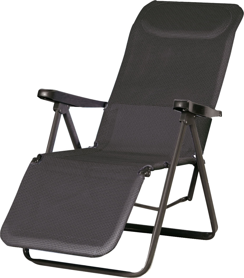 Gartenliege BEST "Lugano", grau (anthrazit), Obermaterial: 50% Polyester, 50% Polyurethan, Gartenliegen, 4-Fach verstellbar, klappbar