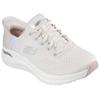 Slip-On Sneaker SKECHERS "ARCH FIT 2.0-EASY CHIC", Damen, Gr. 38, beige (natur, rosa), Textil, casual, Schuhe, Schlupfschuh, Vegan mit elastischer Bungee Schnürung, Topseller