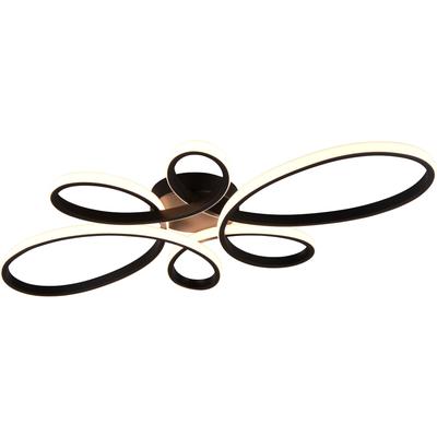 TRIO LEUCHTEN LED Deckenleuchte "FLY, Deckenlampe LED 32W 3900 Lumen warmweiß 3000K 3-Stufen dimmbar", schwarz (schwarz matt), 1 flammig, H: 7,5cm,, Lampen, Maße 83x45 cm, LED Band Schleife Deckenlampe Schlafzimmer Wohnzimmer Image