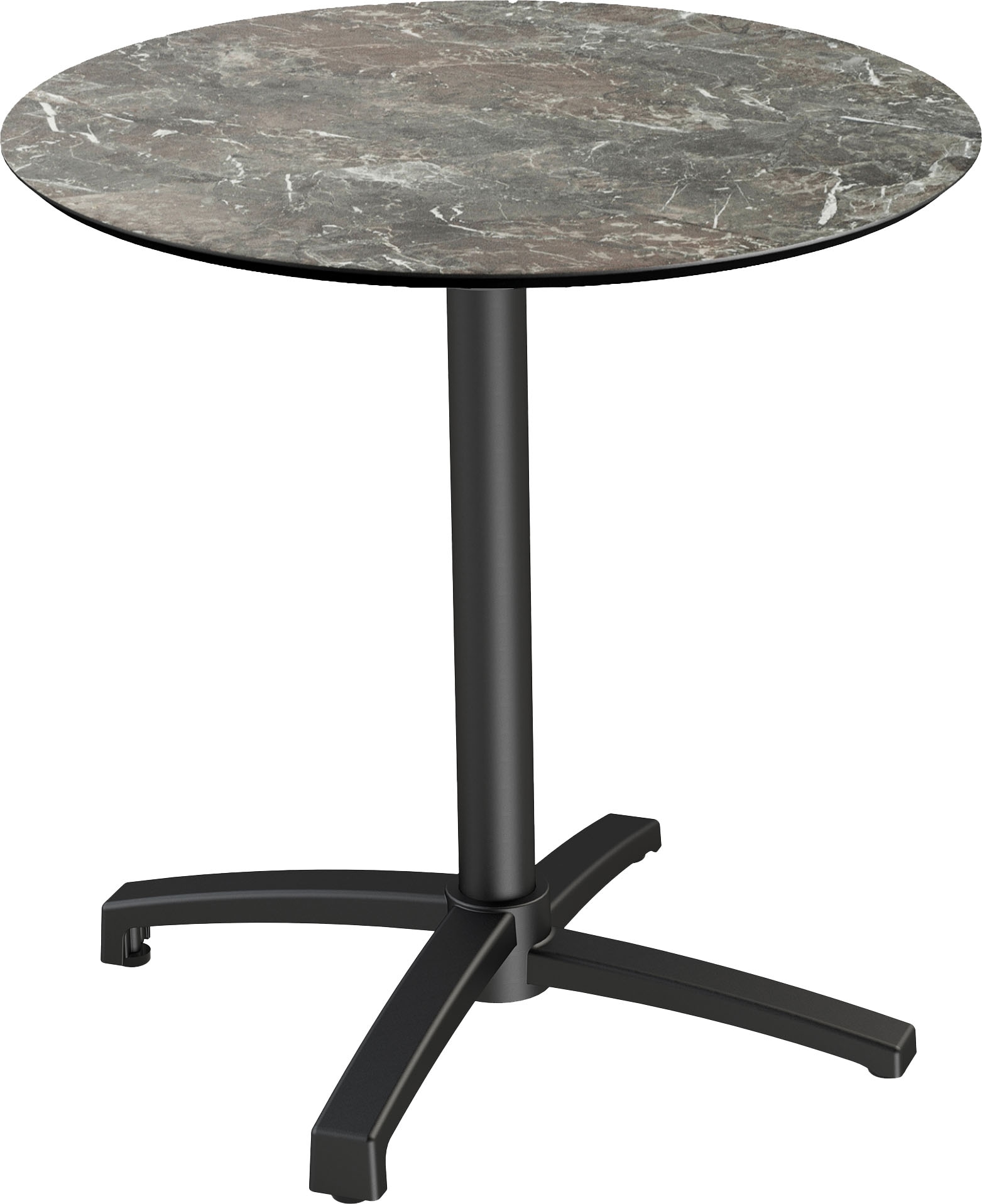 Klapptisch ESSENTIALS "X cross", schwarz (schwarz, galaxy marble, schwarz), B:70cm H:74cm T:70cm, Aluminium/HPL Tischplatte, Tische, in verschiedenen Ausführungen Image