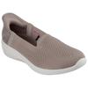 Slip-On Sneaker SKECHERS "ARYA-SWEET VOICE", Damen, Gr. 36, grau (taupe), Textil, casual, Schuhe, Slipper, Reha Schuh mit Handsfree Slip-ins Funktion, Topseller