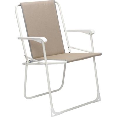 Campingstuhl BEST "Chiemsee", weiß – beige, B:56cm H:78cm T:53cm, Stahl, Stühle, Klappstuhl Image