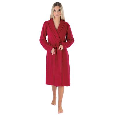 Damenbademantel WEWO FASHION "4030" Gr. L, rot (bordeaux), L:110cm in Gr. L, Leichtfrottier, Hausmäntel, leicht und weich Image