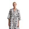 Maxikleid MARC O'POLO "aus leichtem Baumwoll-Voile", Damen, Gr. 40, Normalgrößen, multi, muted blau, Obermaterial: 100% Baumwolle; Futter: 100% Modal, bedruckt, weit lang, V-Ausschnitt, 3/4-Ärmel normaler Saum, Kleider
