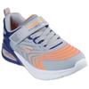 Sneaker SKECHERS "MICROSPEC MAX ADVANCE", Kinder, Gr. 33, bunt (grau, navy, orange), Textil, Lederimitat, kontrastfarbene Details, sportlich, Schuhe, Freizeitschuh mit Klettverschluss, Größenschablone zum Download