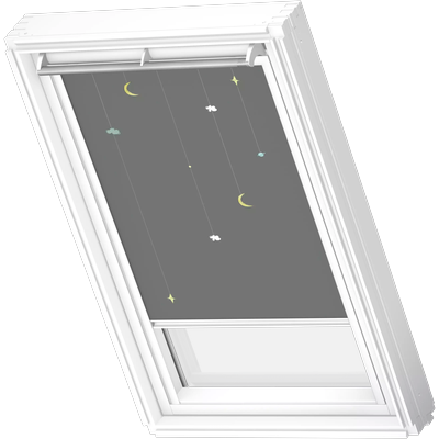 Verdunklungsrollo VELUX "DKL 4665SWL, Motiv: Kids Mobile", kids mobile, weiß, PK06, stufenlos positionierbar, Polyester, Rollos, weiße Führungsschienen & Griffleiste Image