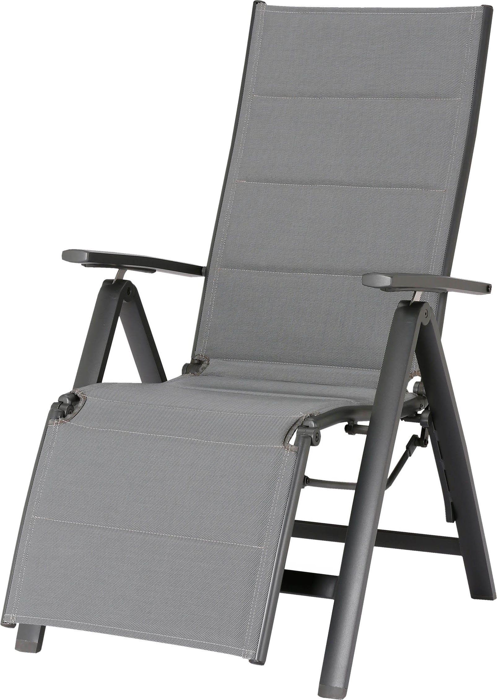 Gartenliege BEST "Varese", grau (anthrazit), Obermaterial: 50% Polyester, 50% Polypropylen, Gartenliegen, stabiles Aluminiumgestell