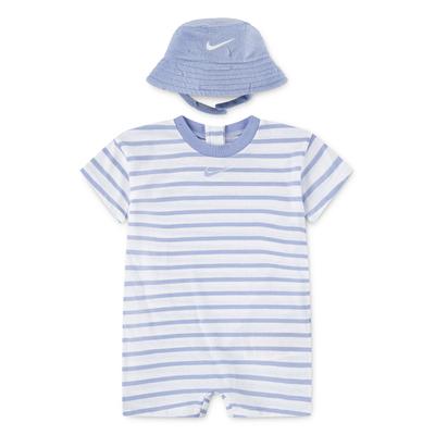 Strampler, Jäckchen & Mütze NIKE SPORTSWEAR "NKN TOWEL TERRY SS SL ROMPER", Kinder, Gr. 62 (3), blau (cobalt bliss), Obermaterial: 60% Baumwolle, 40% Polyester. Obermaterial 2: 69% Polyester, 28% Viskose, 3% Elasthan, KOB Set-Artikel Image