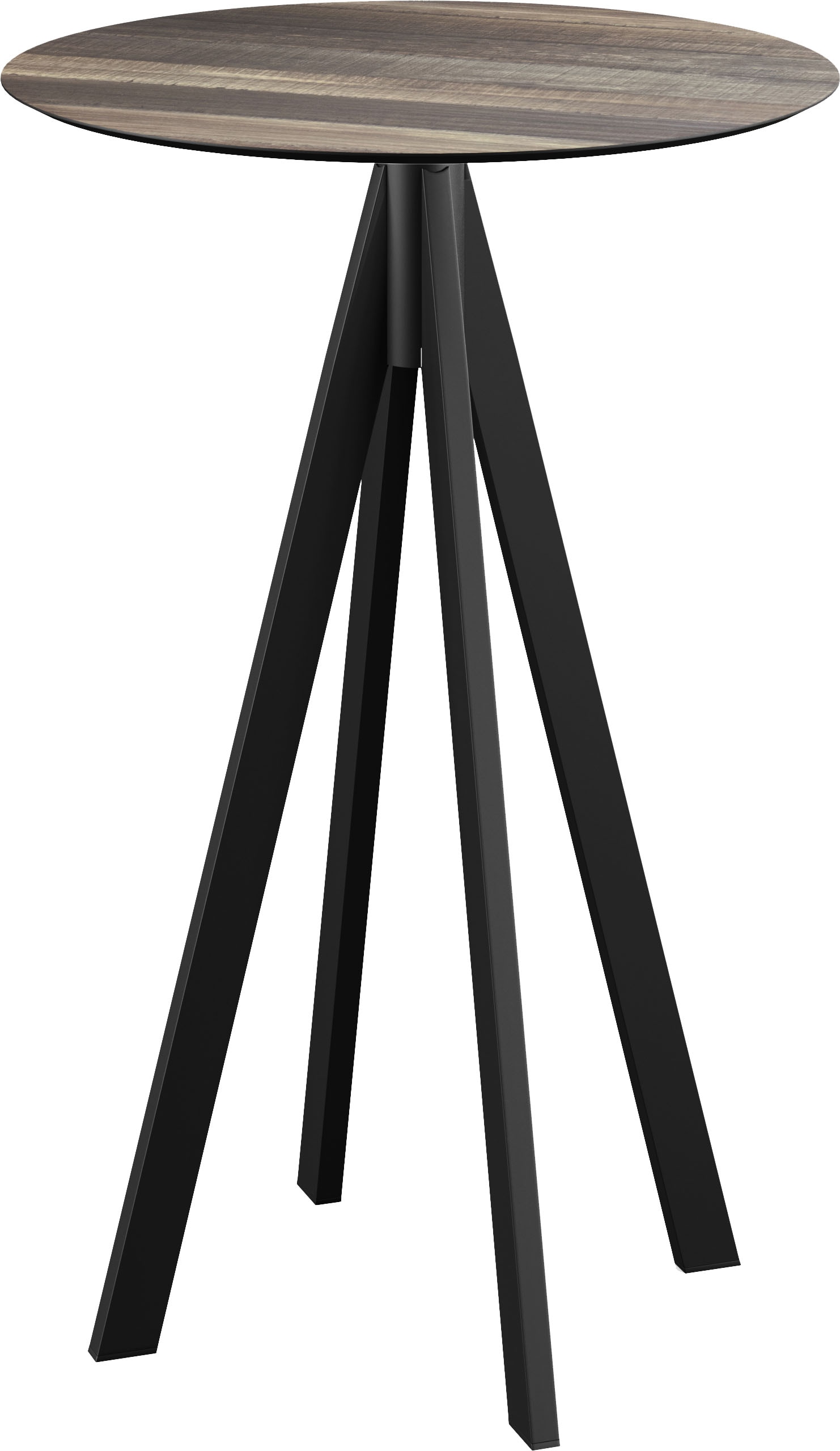 Klapptisch ESSENTIALS "Infinity", schwarz (schwarz, tropical wood, schwarz), B:70cm H:109,2cm T:70cm, Stahl/HPL Tischplatte, Tische, in verschiedenen Ausführungen