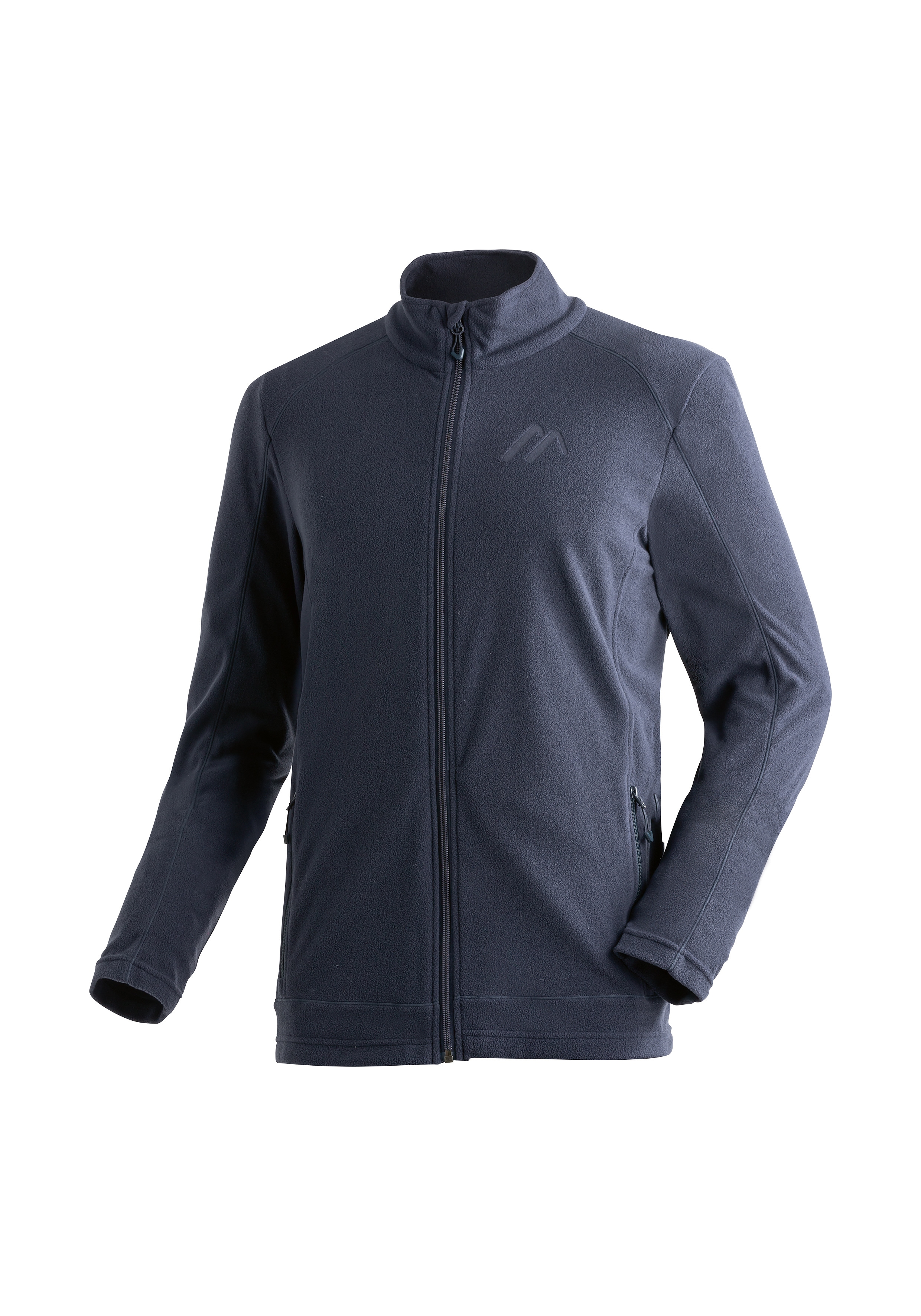 Fleecejacke MAIER SPORTS "Dennis Jacket M", Herren, Gr. 62, blau (dunkelblau), 100% Polyester, hoch geschlossener Ausschnitt, Jacken Fleecejacke, Herren Midlayer, pflegeleichtes Fleece mit 2 RV-Taschen