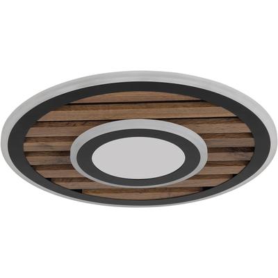 GLOBO LIGHTING LED Deckenleuchte "WOODY", schwarz (schwarz matt), 1 flammig, Ø 40,00cm H: 6,00cm,, Lampen, Memoryfunktion, die deine bevorzugte Einstellung speichert Image