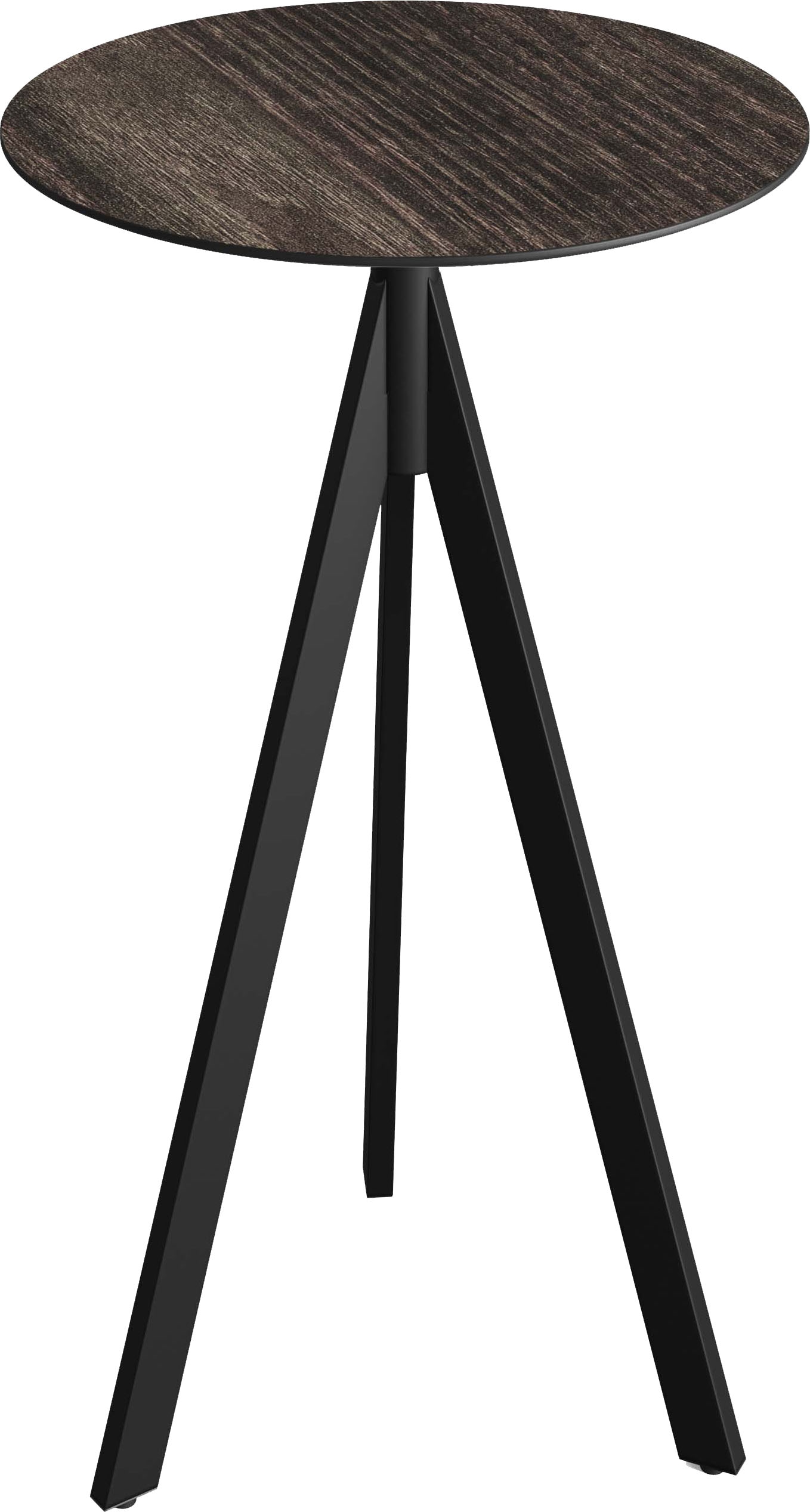 Klapptisch ESSENTIALS "Infinity", schwarz (schwarz, riverwashed wood, schwarz), B:70cm H:110cm T:70cm, Pulverbeschichteter Stahl + HPL Tischplatte, Tische, in verschiedenen Ausführungen