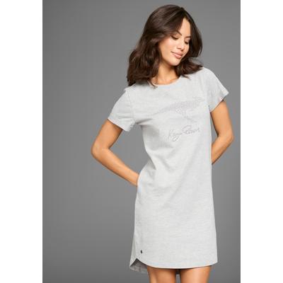 Sweatkleid KANGAROOS, Damen, Gr. 52/54, N-Gr, grau, Sweatware, Obermaterial: 90% Baumwolle, 10% Viskose, unifarben, bedruckt, casual, figurumspielend kurz, Rundhals, Kurzarm, Kleider, mit tollem Marken-Logo-Print - NEUE KOLLEKTION Image