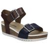 Sandale JOSEF SEIBEL "Quinn 02", Damen, Gr. 39, bunt (dunkelblau, camelfarben), Leder, kontrastfarbene Details, modisch, Schuhe, Plateausandale, Keilsandalette, Klettschuh mit Schnallen
