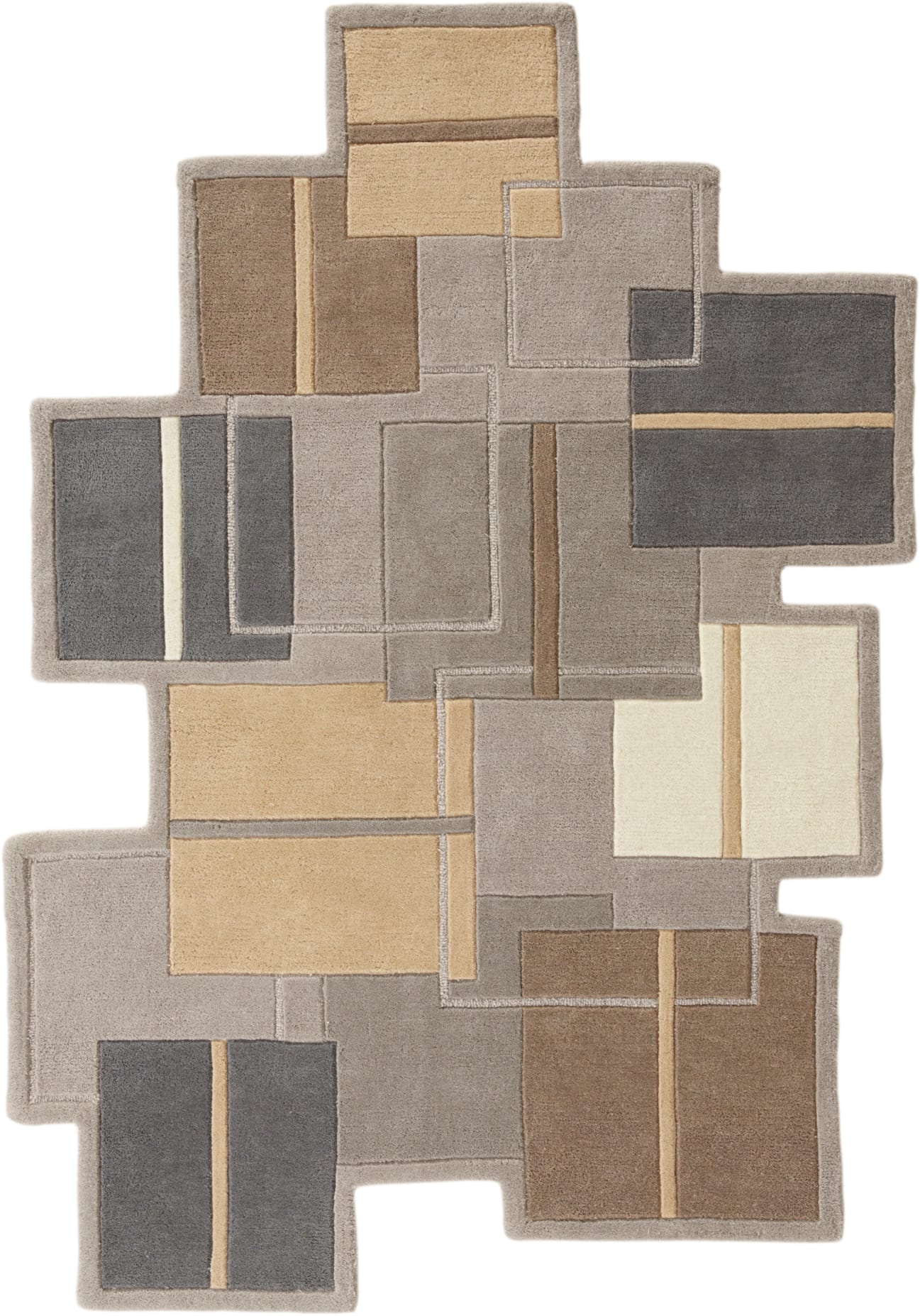 Teppich HEINE HOME Gr. 1, grau (grau, braun), B:60cm H:20mm L:90cm, Wolle, Teppiche Image