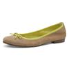 Ballerina TAMARIS, Damen, Gr. 38, beige (beige kombi), Ziegenveloursleder, Textil, modisch, Schuhe, Blockabsatz, Businessschuh, Schlupfschuh mit süßer Zierschleife