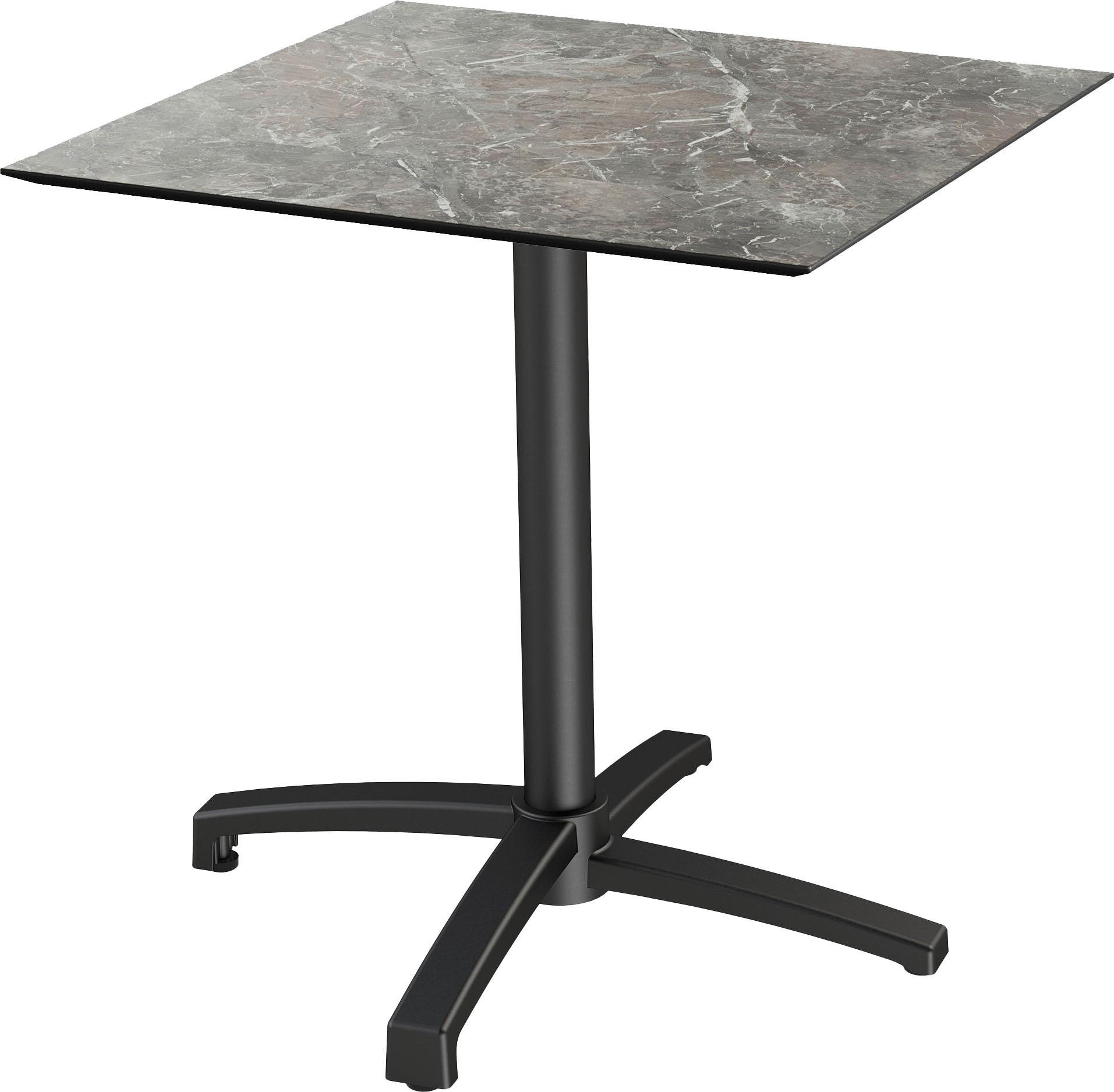 Klapptisch ESSENTIALS "X cross", schwarz (schwarz, galaxy marble, schwarz), B:70cm H:74cm T:70cm, Aluminium/HPL Tischplatte, Tische, in verschiedenen Ausführungen