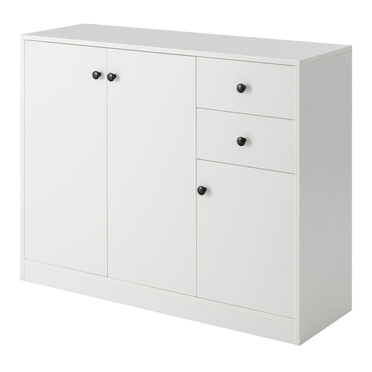 Modern Buffet Sideboard with 2 Pull-out Drawers and Adjustable Shelf for Kitchen-White - 42
