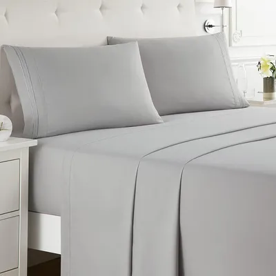 Battilo Double Bed Sheets 4Pieces Set Fitted Flat Sheet with Pillowscase Luxury Microfiber King Queen Full Twin Size Bedding Set
