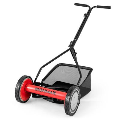 Costway 14 Inch Push Lawn Mower with 5 Steel Blades and Grass Catcher Bag-Red