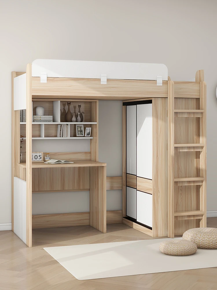 Bett unter dem Schreibtisch, Kleiderschrank, integriertes Hochbett, Studenten, Kinder, hoch Image
