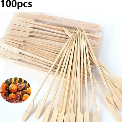 100PCS Disposable Bamboo Sticks Barbecue Tools Natural BBQ Bamboo Skewers Home Grill Accessories Camping Party For Kabob Fruit