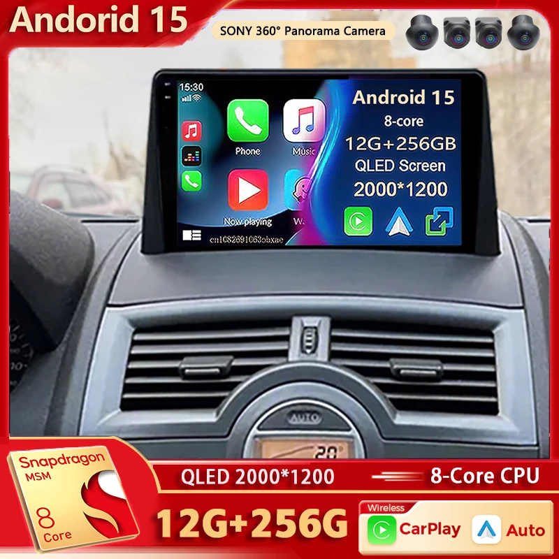 Android 15 Für Renault Megane 2 2002-2009 2K QLED Android Auto Radio Multimedia Video Player GPS Stereo CarPlay 4G Navigationv BT Image