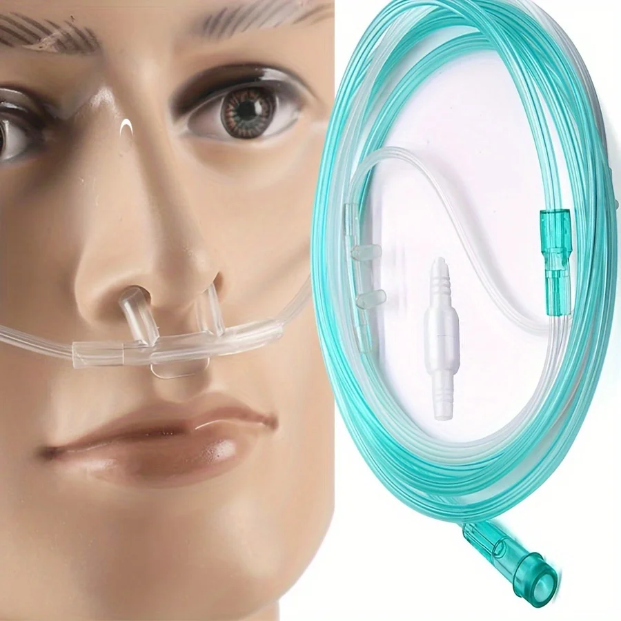 Standard-Nasenkanüle für Erwachsene – gerade mit 2,1 m (2,1 m), weichem Grün, Nasenschlauch für Sauerstoff, gut sichtbar, Kink Resi