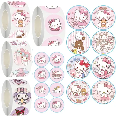 500 Stück/Rolle Cartoon Sanrio Hello Kitty Kuromi Aufkleber Kawaii Melody Diy Pvc Laptop Aufkleber Image