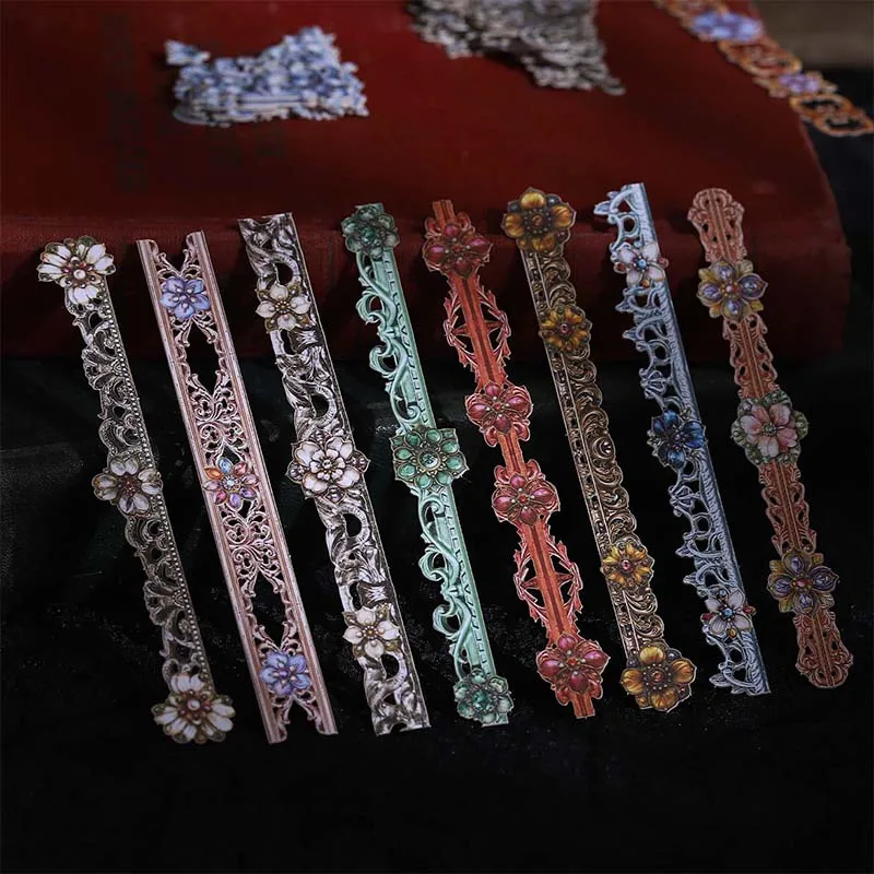 JIANQI 20 Stück Streifen-Eckaufkleber-Set im Barockstil, Junk-Journal, DIY, Scrapbooking, Schulbedarf, Collage, Schreibwaren-Aufkleber Image