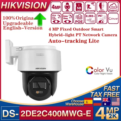 Original Hikvision DS-2DE2C400MWG-E 4MP IR Color PoE IP Camera Auto-tracking Two Way Audio Smart Hybrid Light PTZ Network Camera