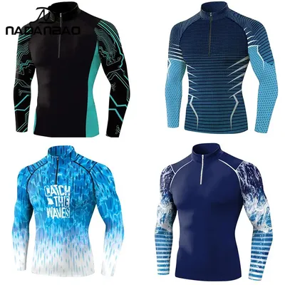 NADANBAO Surfing Wetsuit for Men Long Sleeve Shirts Quick Drying Fitness Male Clothes Swimming Diving Rash Guard Swimwear