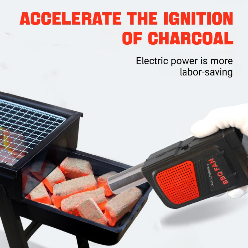 Multifunktionales elektrisches Grillgebläse – tragbarer Handluftventilator für Campinggrill, Picknickgrill, Feueranzünder und Kochwerkzeug
