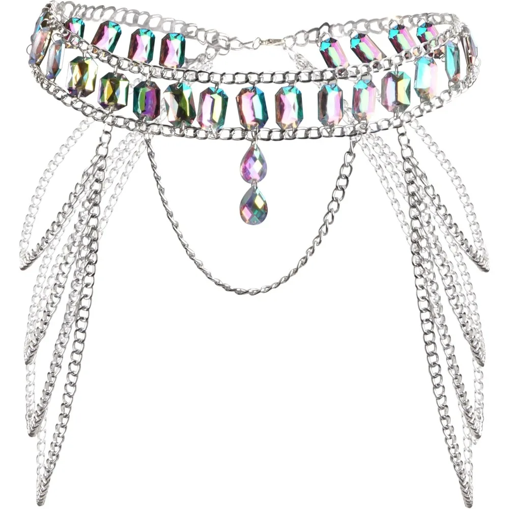 Bauchkette Edelstein Dekor Taillenkette Körperkette für Frauen Festival Rave Party Zubehör Image