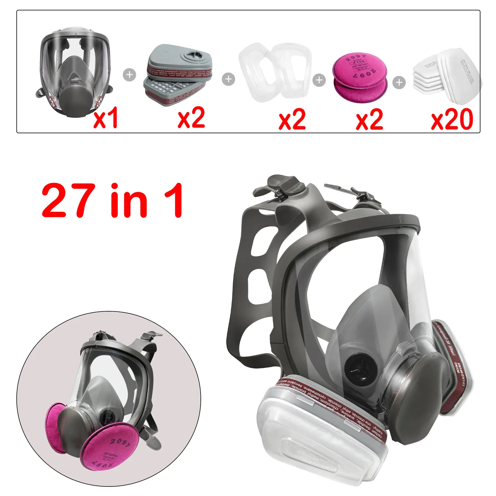 Antibeschlag-6800-Gasmaske, industrielle Lackierung, Sprühen, Atemschutzmaske, Sicherheitsarbeit, Filter, staubdicht, Vollgesichts-Formaldehyd-Schutz Image