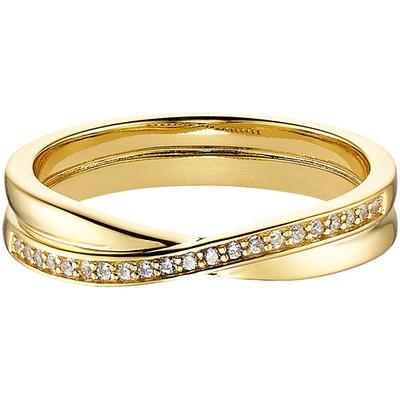 Fingerring BRUNO BANANI "Schmuck Geschenk Silber 925" Gr. 56, gold (gelbgoldfarben, kristallweiß, kristallweiß), Fingerringe, Damen, 56, Silber 925 (Sterlingsilber), 4mm, Exklusiv bei uns - mit Zirkonia (synth.) Image