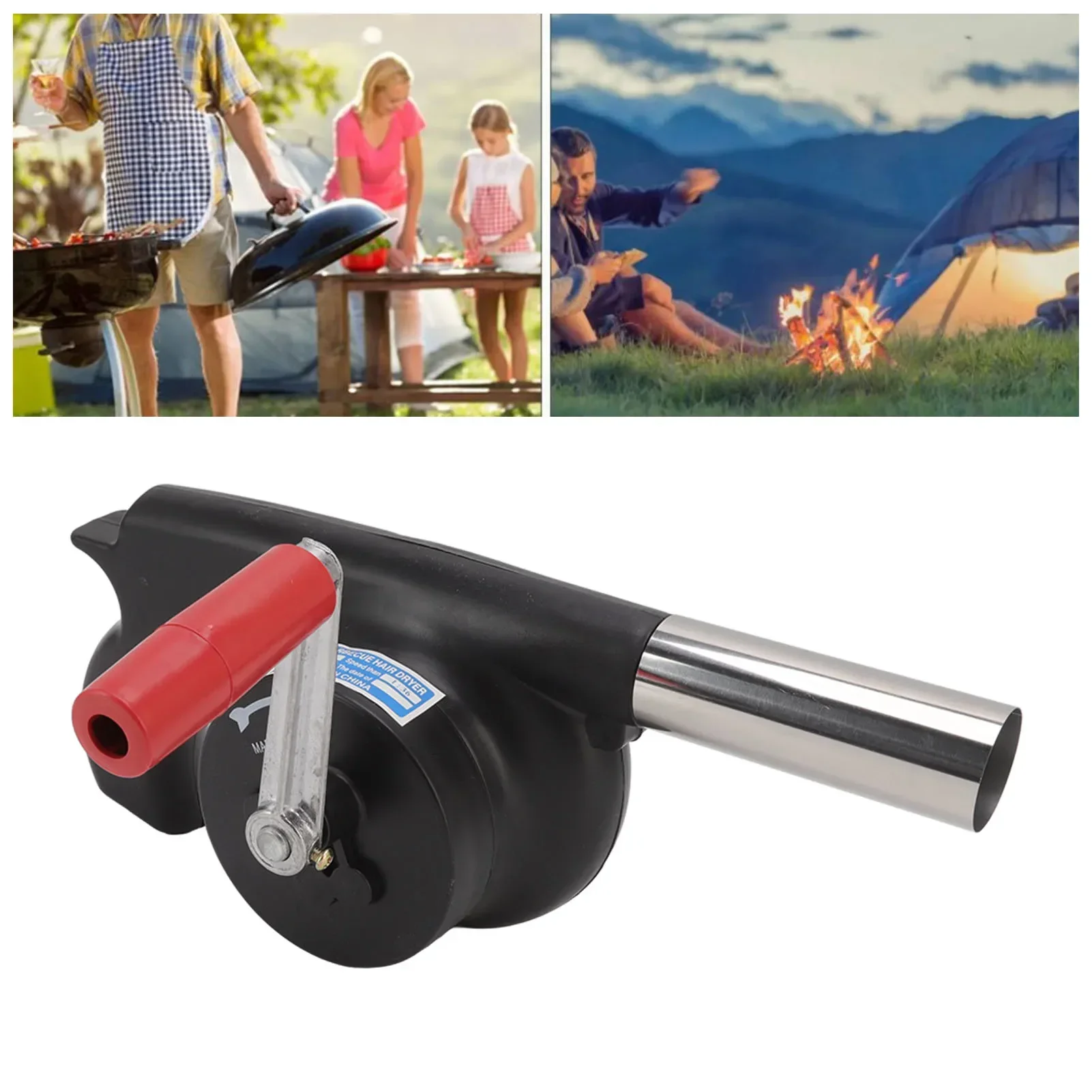 Handkurbel Grill gebläse leichte tragbare abs Grill ventilator für Camping Picknick Kamin