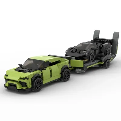 MOC Geschwindigkeit Champion Technische Auto Lamborghinis Urus SUV Mit Anhänger Für Huracan Cty Image
