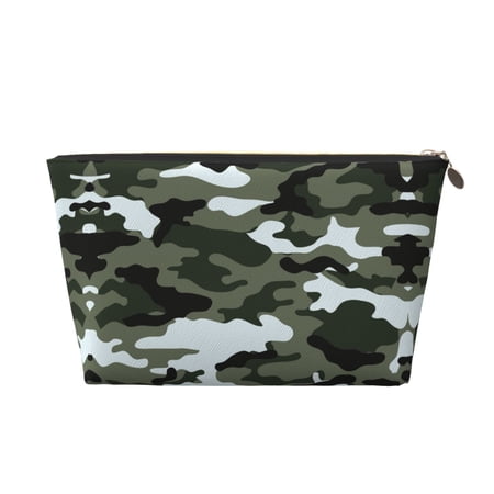 Gray Camouflage Print Small Purse Organizer Zipper Cosmetic Handbag Tote Pouch For Women