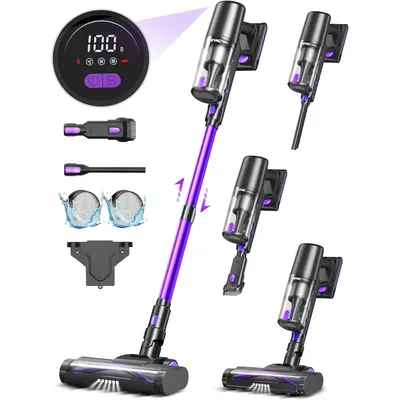 Cordless Vacuum Cleaner with LED Display, 45kpa 550W Brushless Motor, Max 50 Mins Runtime with