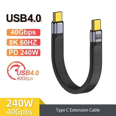 USB 4.0 Gen3 40Gbps Thunderbolt 3 Data Sync SSD Cable PD 240W 5A Fast Charging USB C to Type C